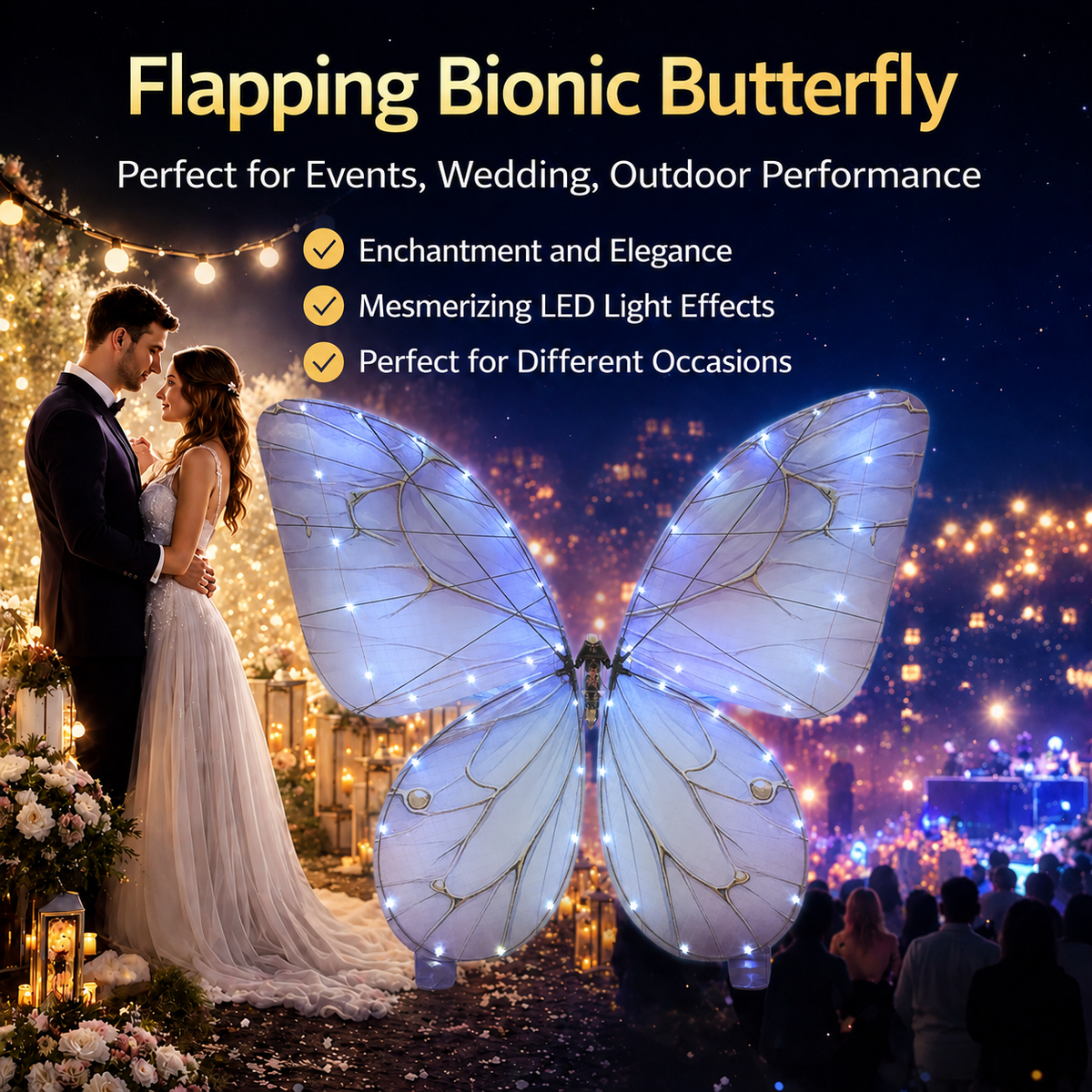 Royal Purple RC Flying Butterfly Plus – Bionic Flapping Wing with LED & Flysky Remote