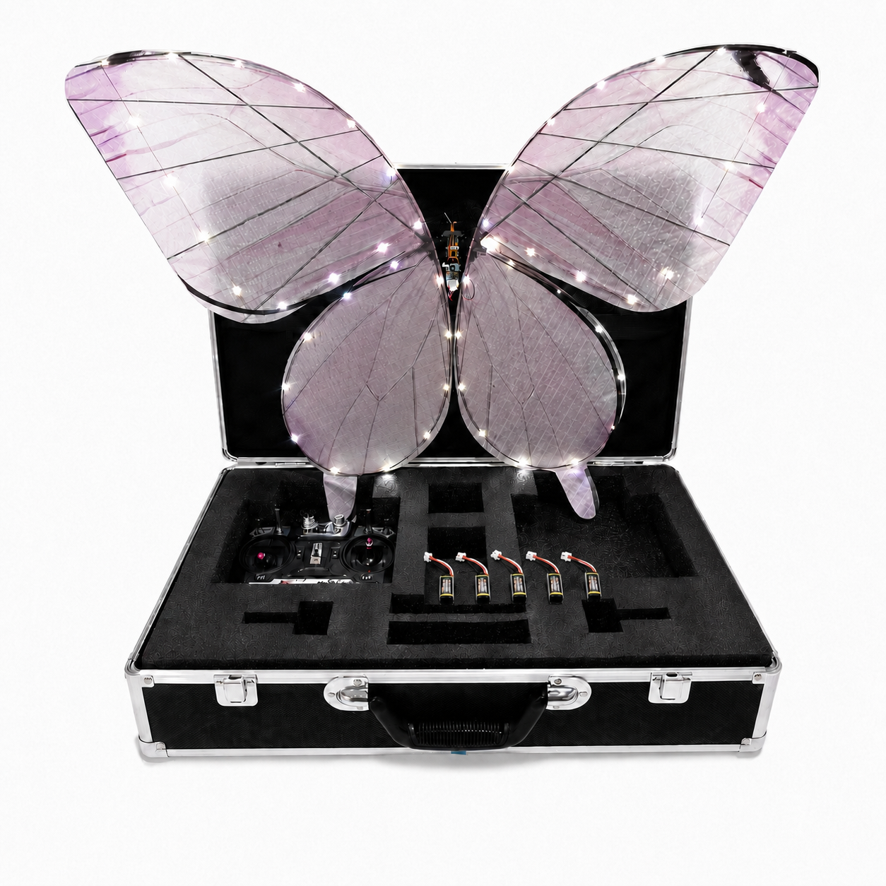 Light Pink RC Flying Butterfly Premium – Bionic Flapping Wing with LED & Flysky Remote