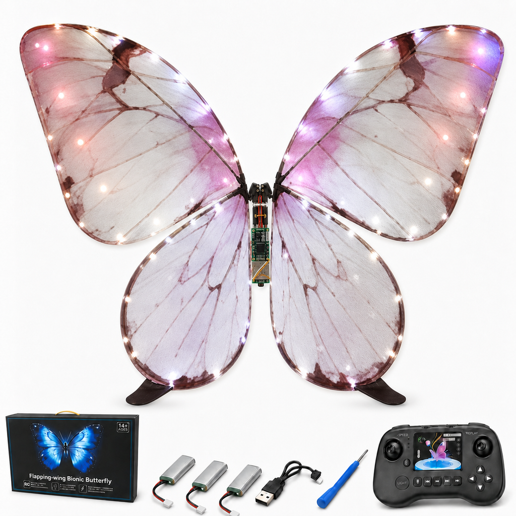 Pink RC Flying Butterfly – Bionic Flapping Wing Ornithopter with LED