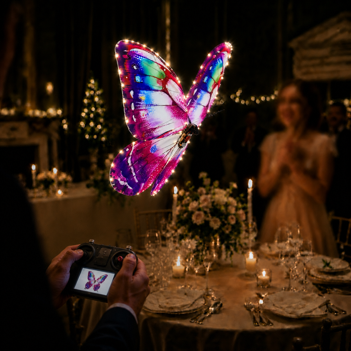 Purple RC Flying Butterfly Plus – Bionic Flapping Wing with LED & Flysky Remote