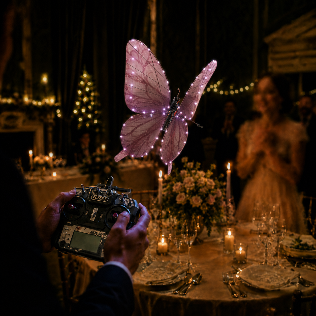 Pink RC Flying Butterfly Premium – Bionic Flapping Wing with LED & Flysky Remote