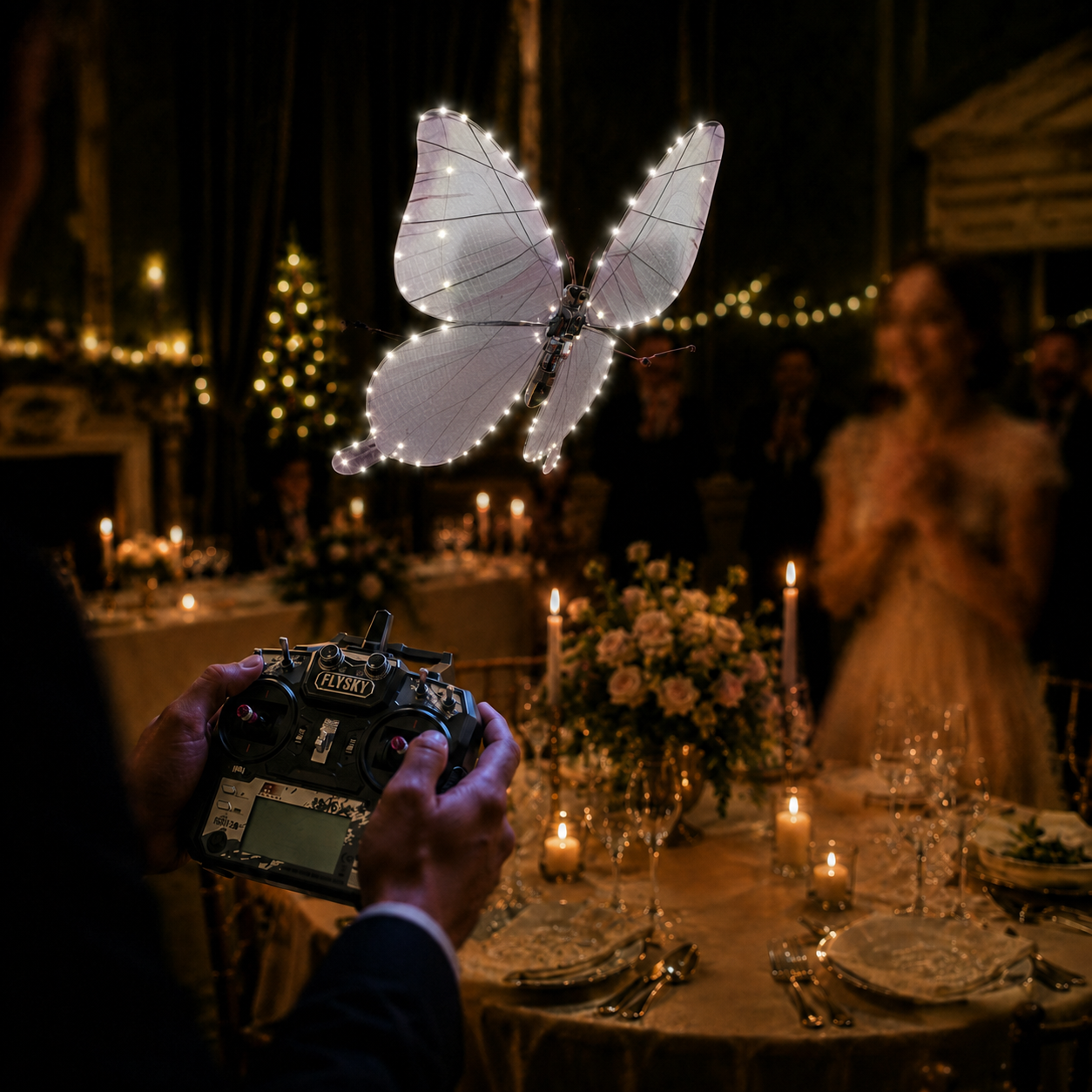 Light Pink RC Flying Butterfly Premium – Bionic Flapping Wing with LED & Flysky Remote