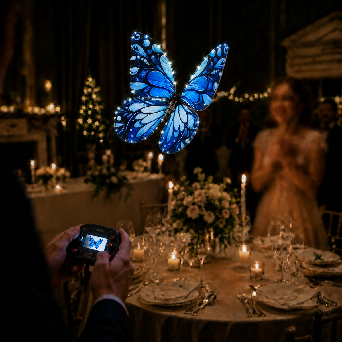 Galaxy Blue RC Flying Butterfly Plus – Bionic Flapping Wing with LED & Flysky Remote
