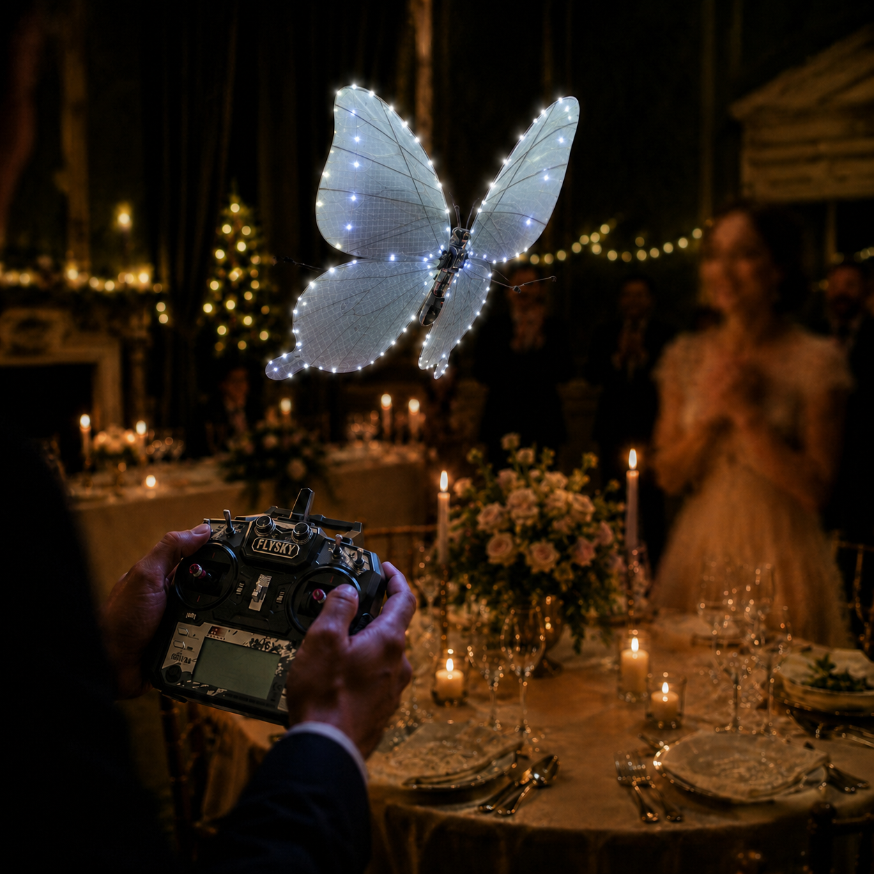 Teal Blue RC Flying Butterfly Premium – Bionic Flapping Wing with LED & Flysky Remote