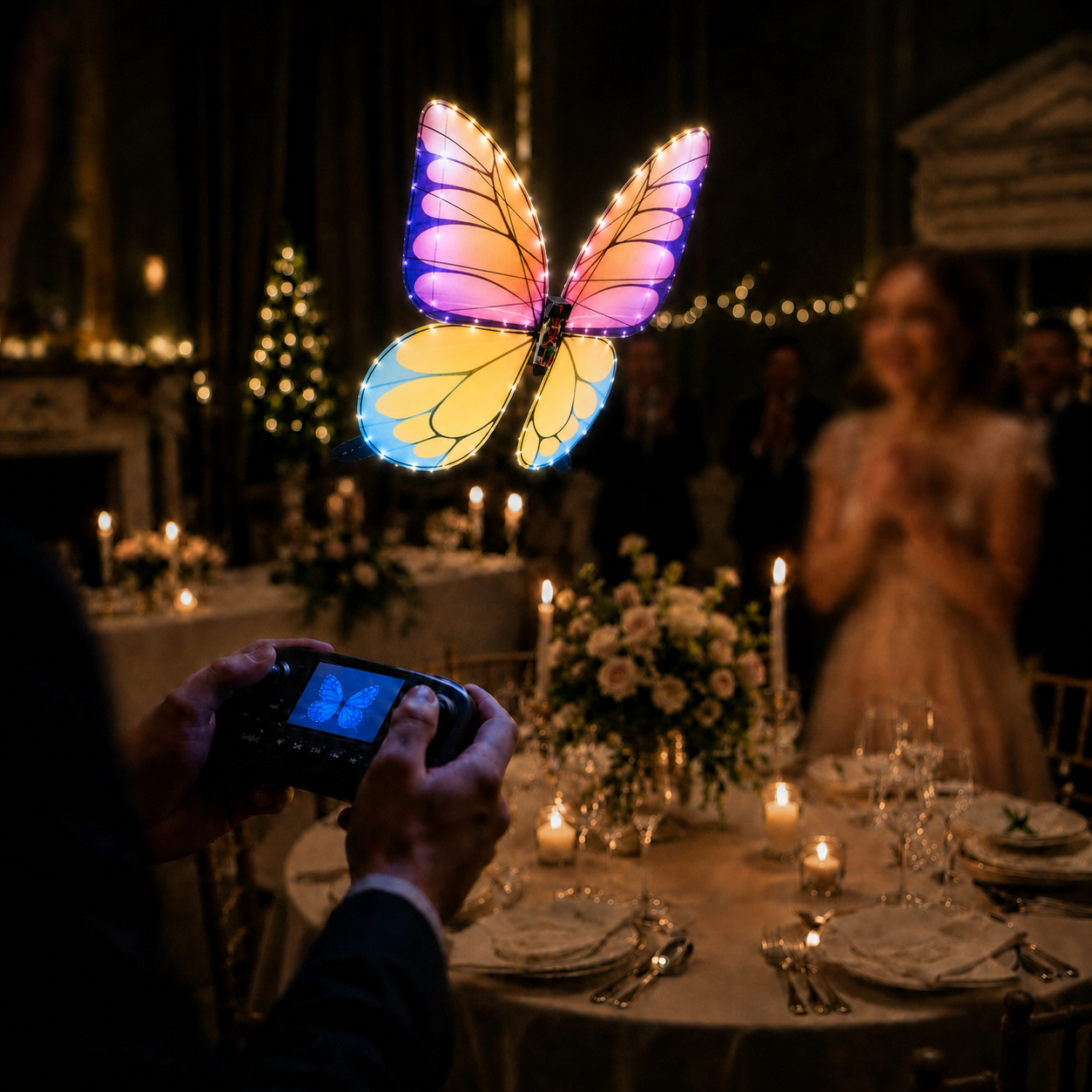 Purple Yellow RC Flying Butterfly Basic – Bionic Flapping Wing Ornithopter with LED