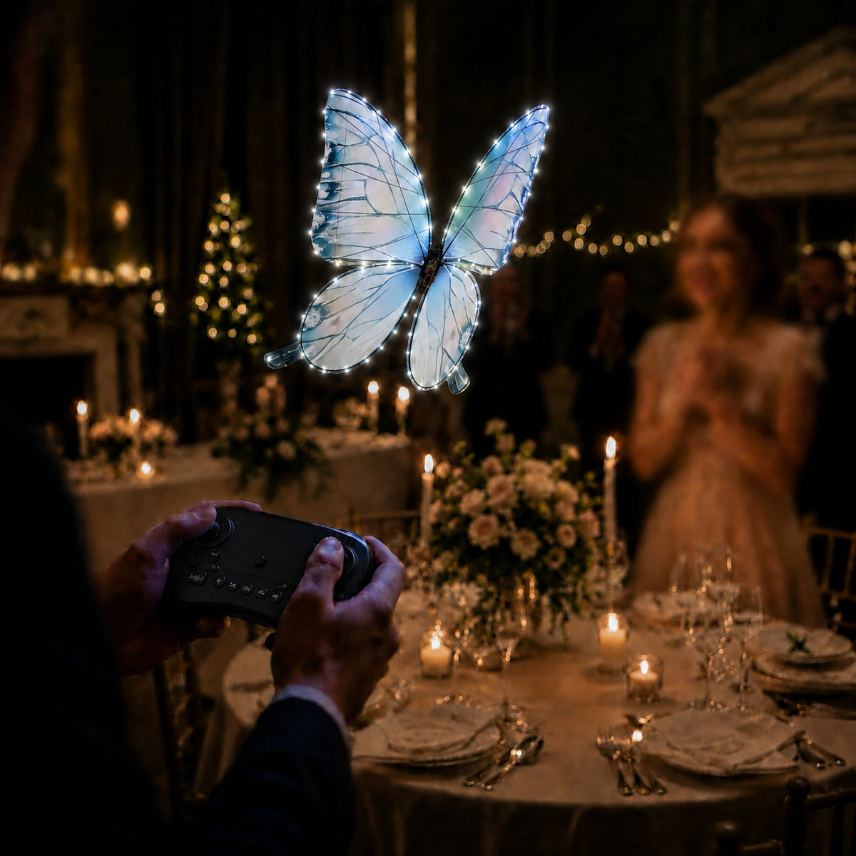 Ice Blue RC Flying Butterfly Basic – Bionic Flapping Wing Ornithopter with LED
