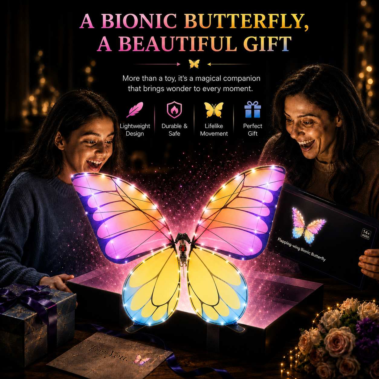 Purple Yellow RC Flying Butterfly Basic – Bionic Flapping Wing Ornithopter with LED