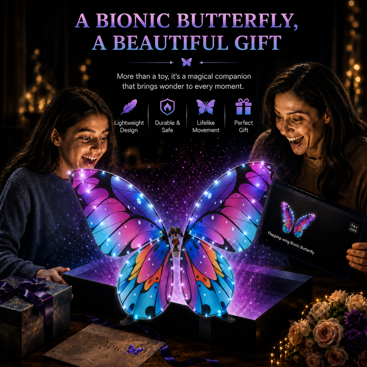 Galaxy Purple RC Flying Butterfly Basic – Bionic Flapping Wing Ornithopter with LED