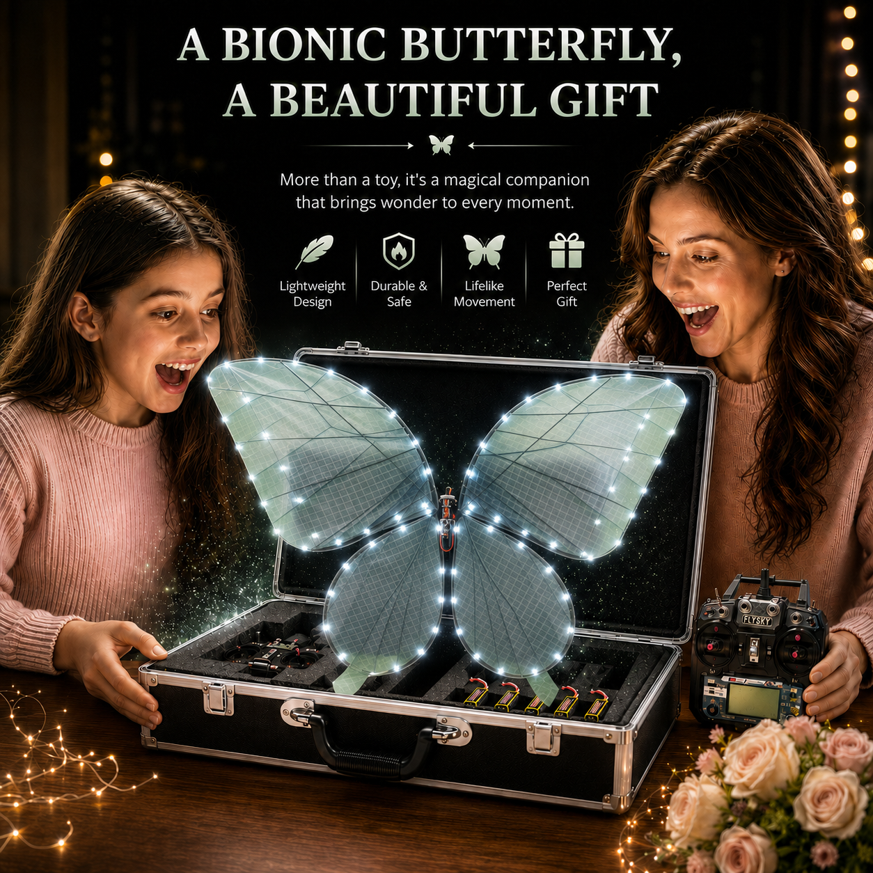 Cyan RC Flying Butterfly Premium – Bionic Flapping Wing with LED & Flysky Remote
