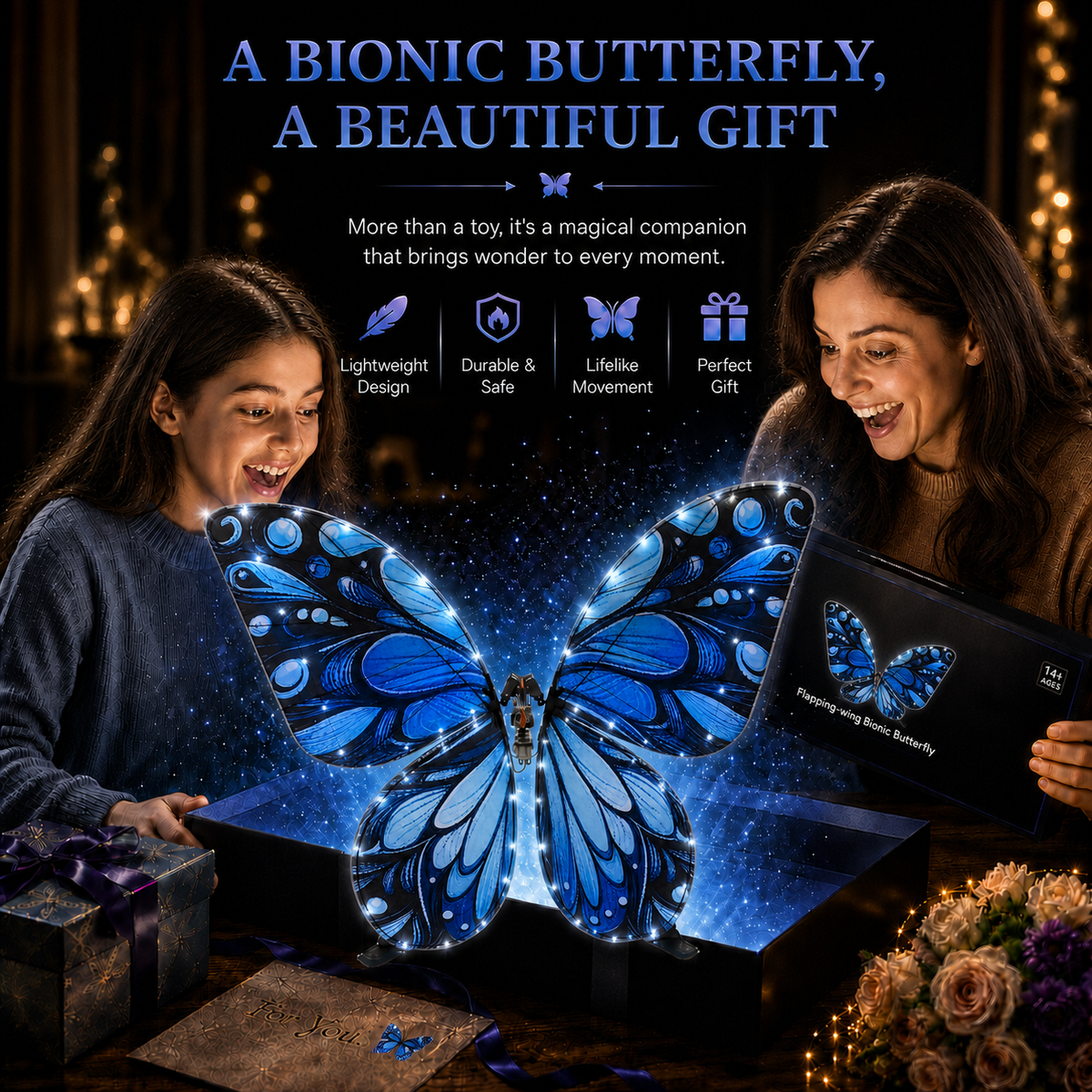 Galaxy Blue RC Flying Butterfly Plus – Bionic Flapping Wing with LED & Flysky Remote