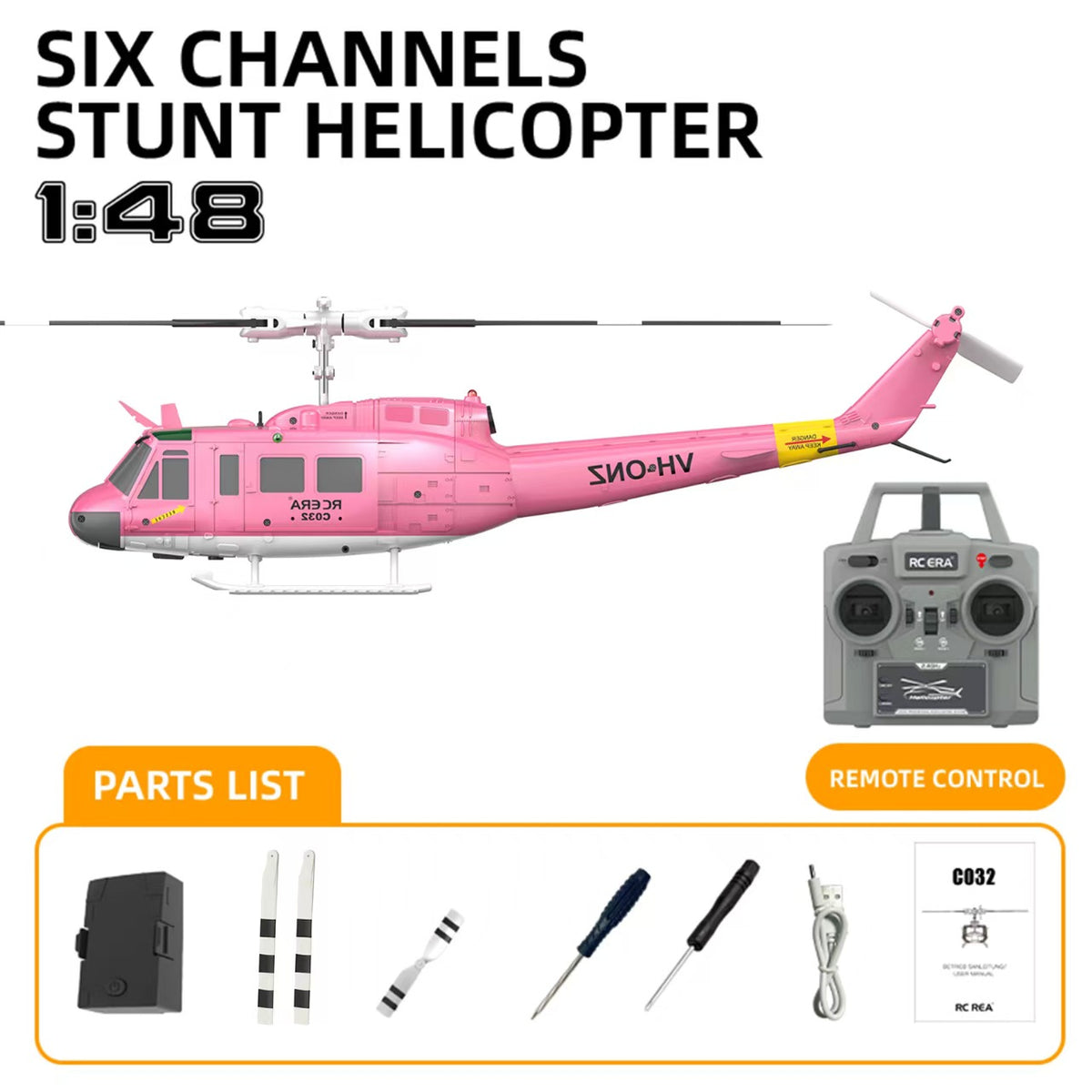 RC ERA C032 UH-1 Huey 1:48 Scale Brushless RC Helicopter RTF