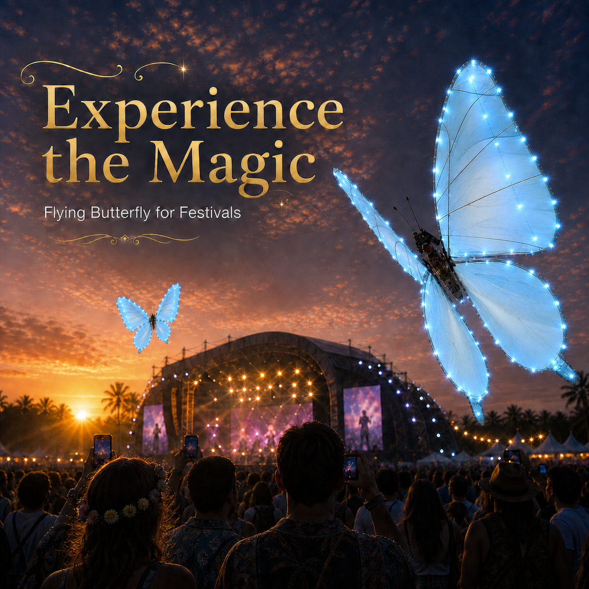 Light Blue RC Flying Butterfly Plus– Bionic Flapping Wing with LED & Flysky Remote