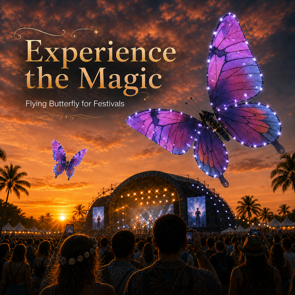 Galaxy Purple RC Flying Butterfly Premium – Bionic Flapping Wing with LED & Flysky Remote