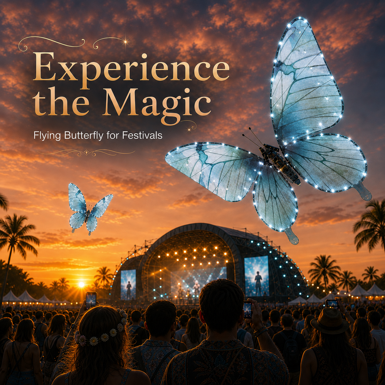 Ice Blue RC Flying Butterfly Premium – Bionic Flapping Wing with LED & Flysky Remote