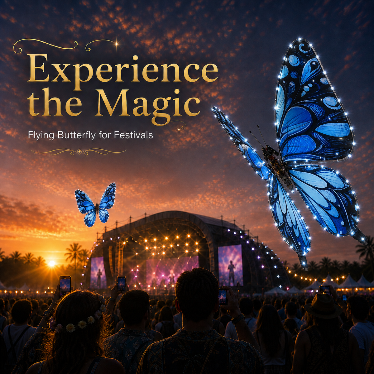 Galaxy Blue RC Flying Butterfly Plus – Bionic Flapping Wing with LED & Flysky Remote