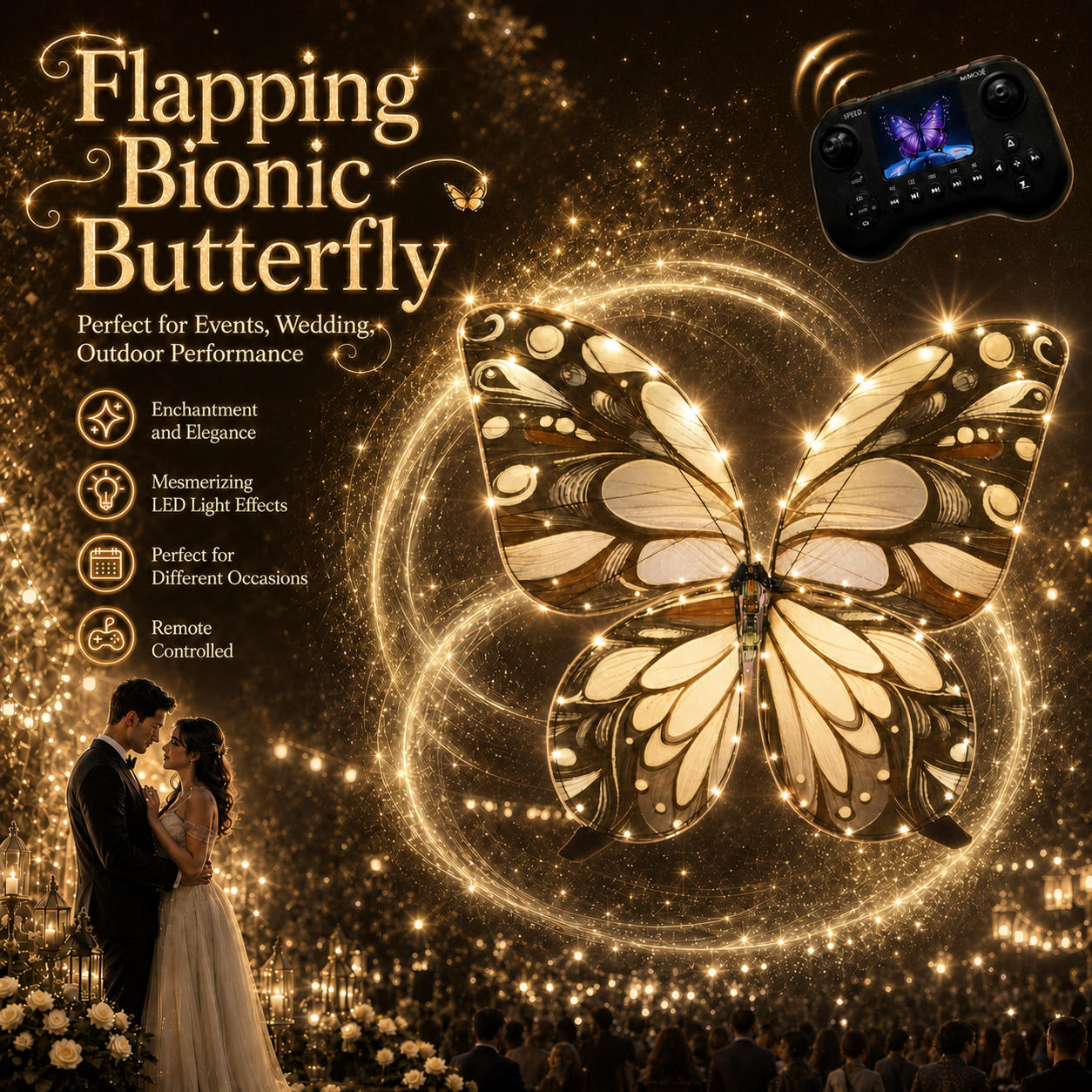 Yellow RC Flying Butterfly Basic – Bionic Flapping Wing Ornithopter with LED