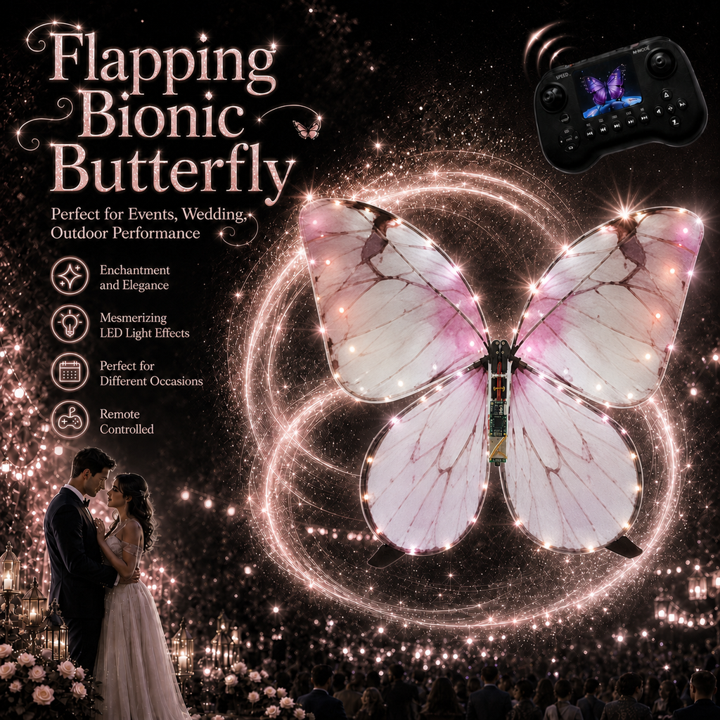 Pink RC Flying Butterfly – Bionic Flapping Wing Ornithopter with LED