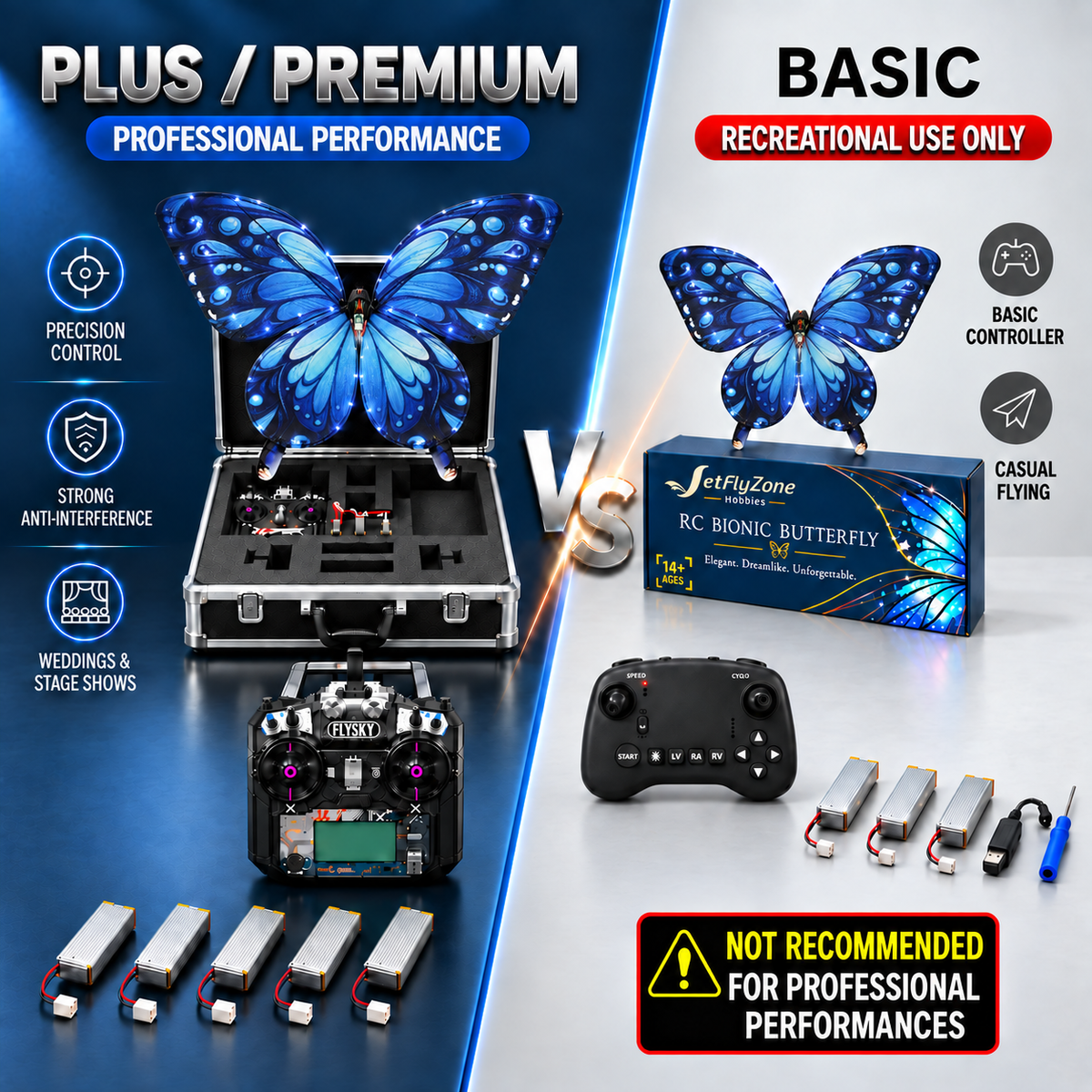 Royal Blue RC Bionic Flapping-Wing Butterfly – Basic | LED Lights