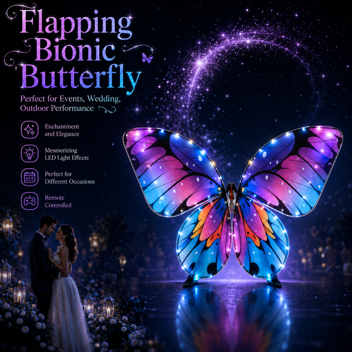 Galaxy Purple RC Flying Butterfly Basic – Bionic Flapping Wing Ornithopter with LED