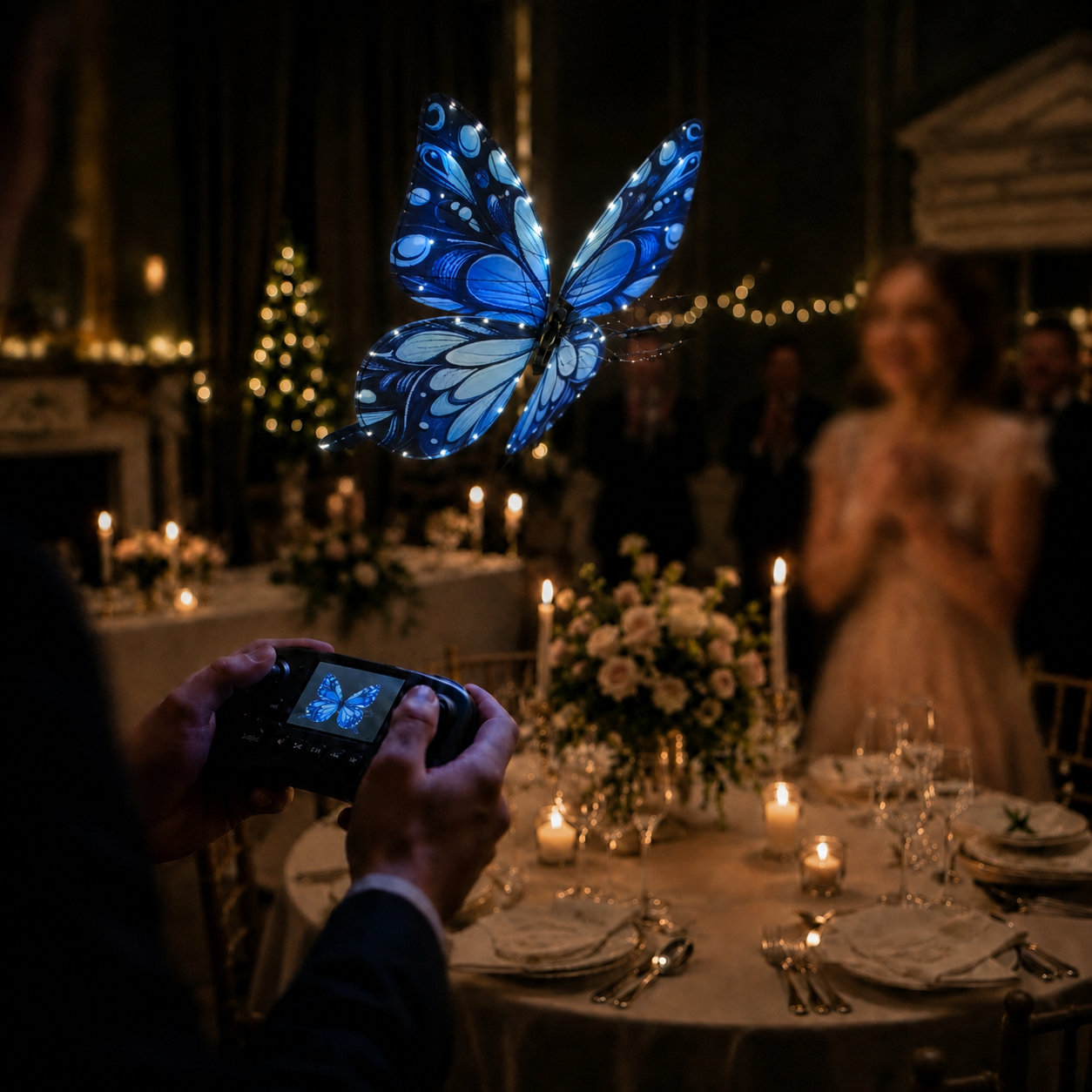 Royal Blue RC Flying Butterfly – Bionic Flapping Wing Ornithopter with LED