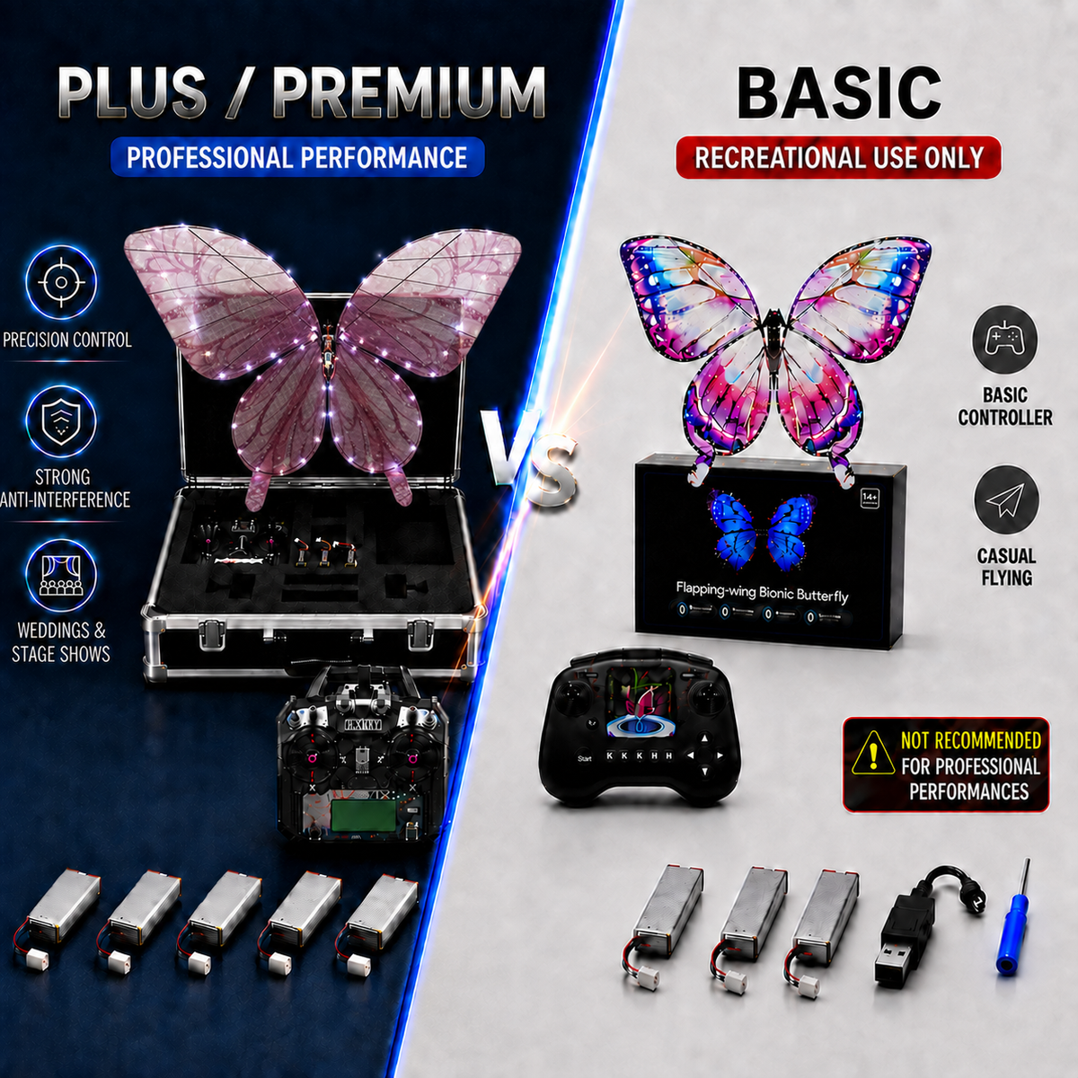 Pink RC Flying Butterfly Premium – Bionic Flapping Wing with LED & Flysky Remote