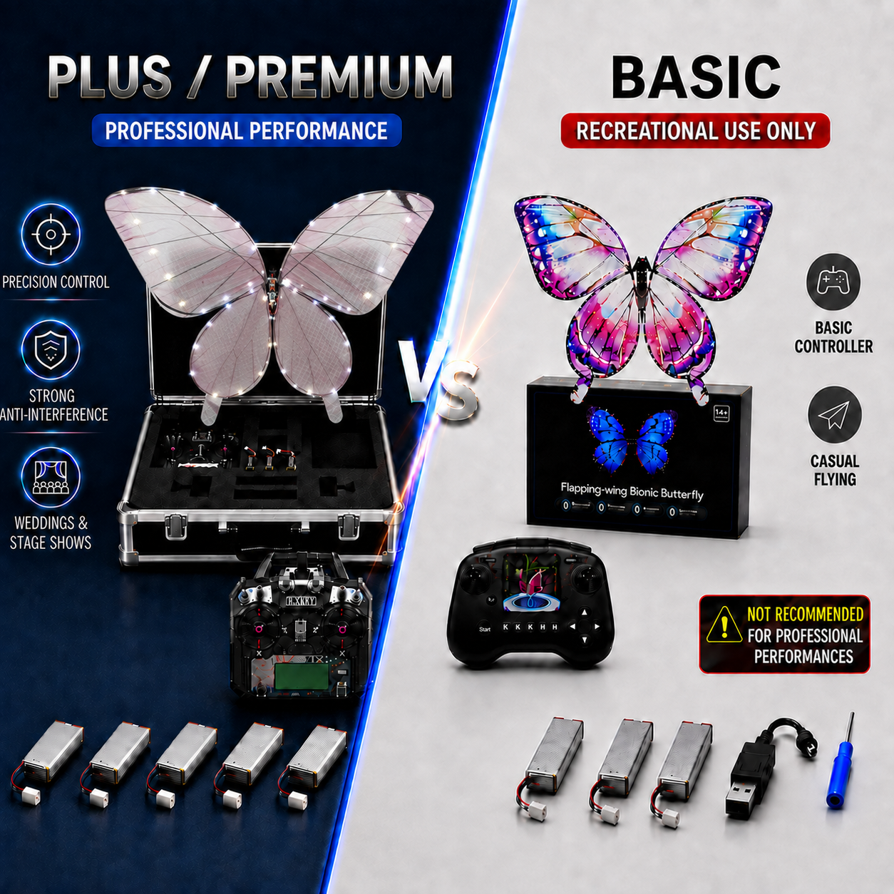 Light Pink RC Flying Butterfly Premium – Bionic Flapping Wing with LED & Flysky Remote