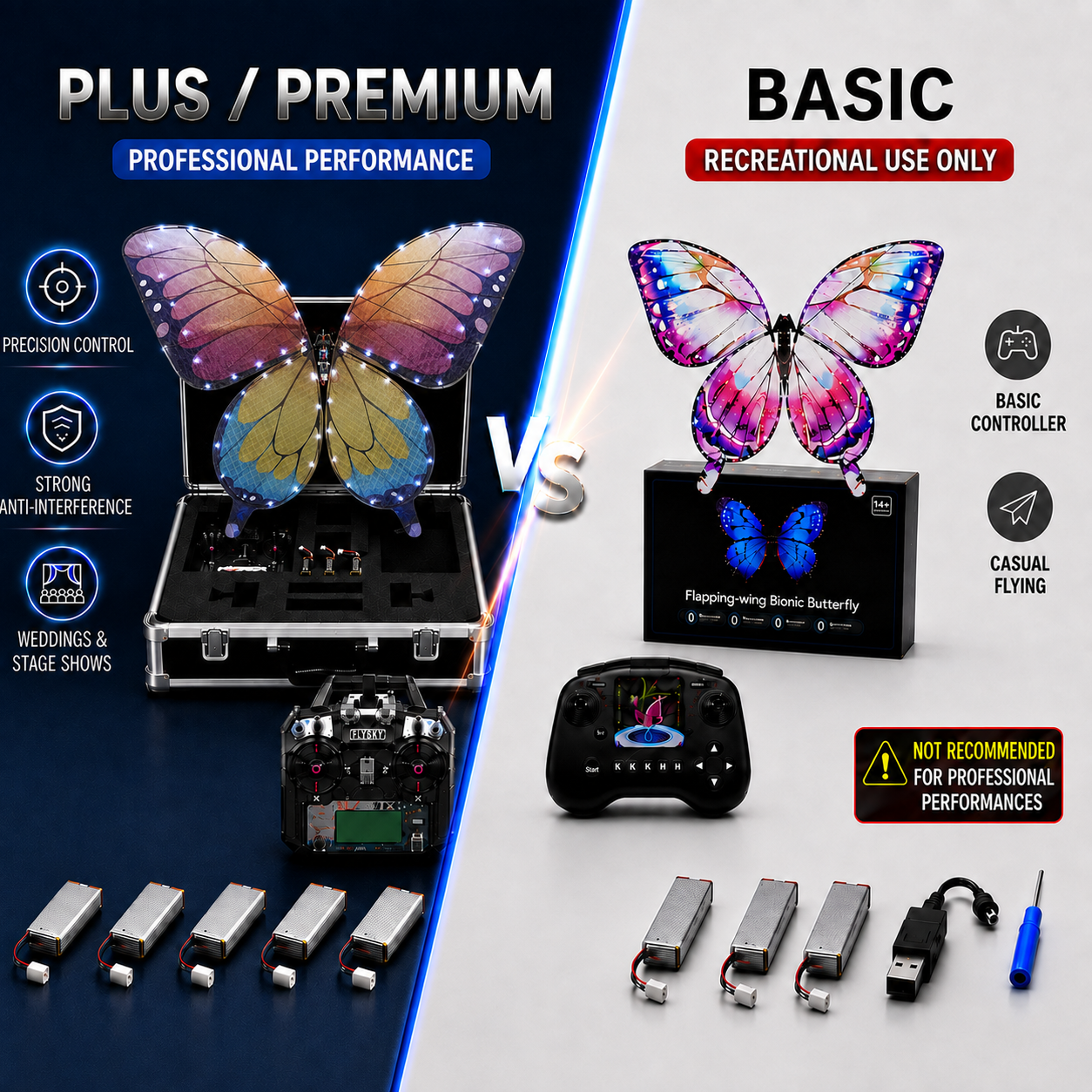 Yellow Pink RC Flying Butterfly Premium – Bionic Flapping Wing with LED & Flysky Remote