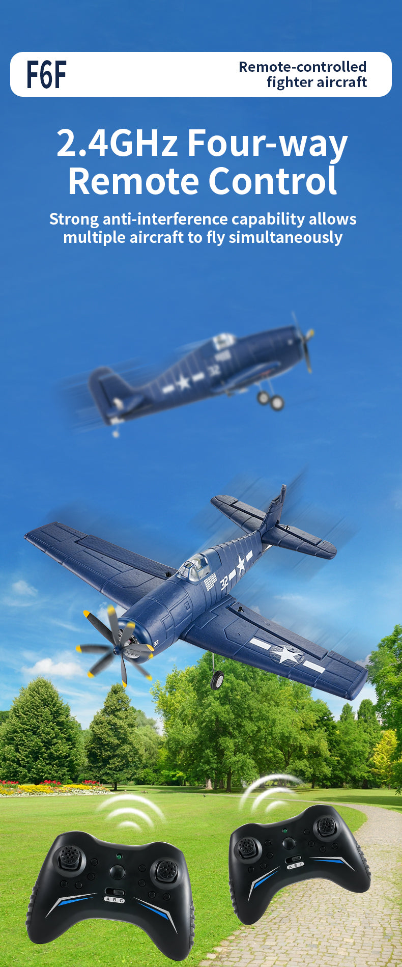 F6F Hellcat RC Plane 395mm Wingspan EPP Foam, RTF