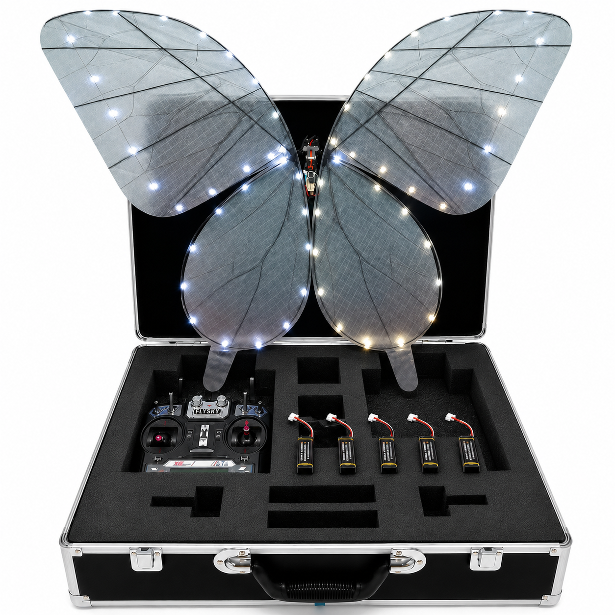 Teal Blue RC Flying Butterfly Premium – Bionic Flapping Wing with LED & Flysky Remote