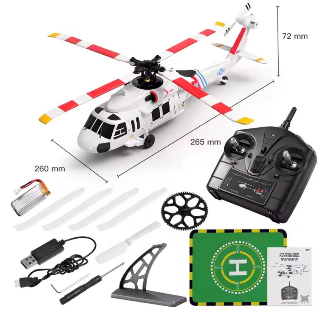 XK K270 Black Hawk UH-60L 4CH 6-axis Brushless Motor RC Helicopter, RTF