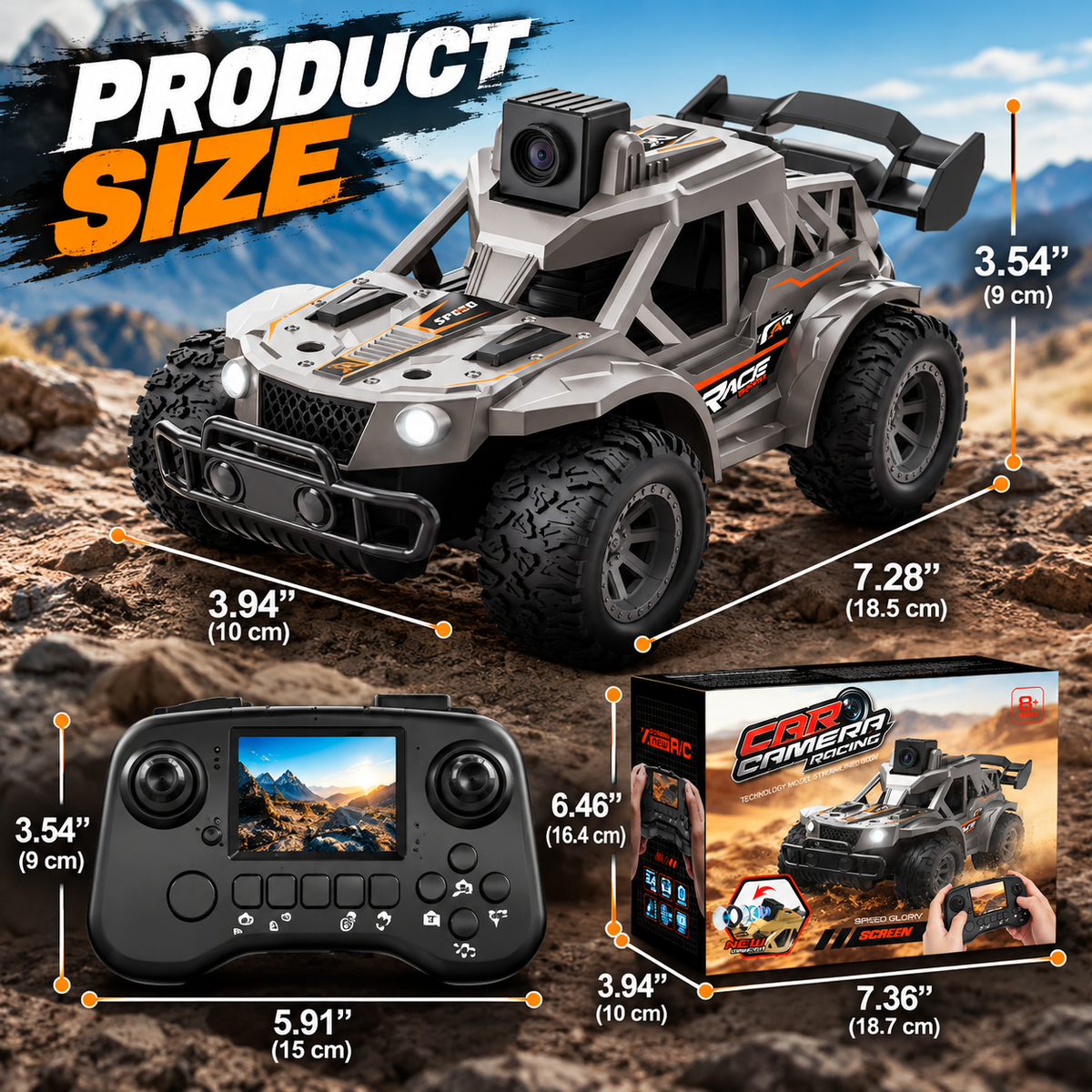 RC Off-Road Car with FPV Camera, Screen Remote Controller & LED Lights
