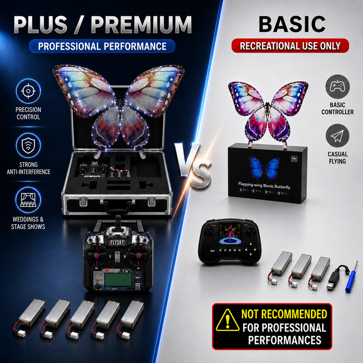 Purple RC Flying Butterfly Premium – Bionic Flapping Wing with LED & Flysky Remote
