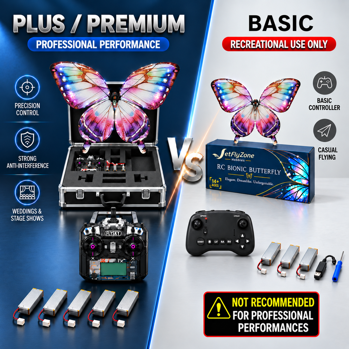 White RC Bionic Flapping-Wing Butterfly – Basic | LED Lights