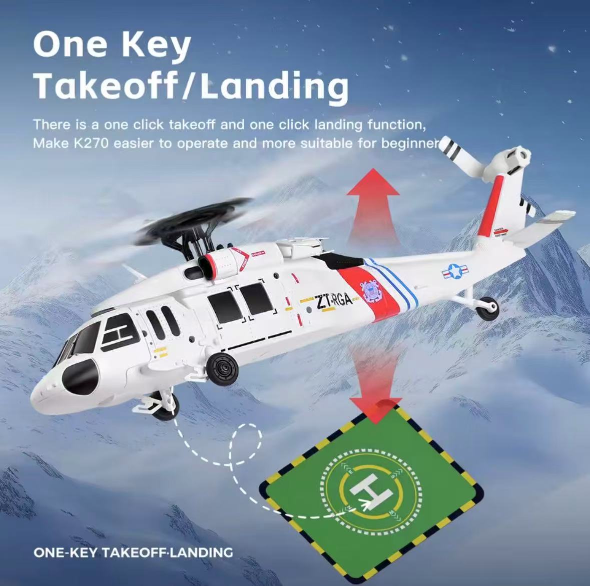 XK K270 Black Hawk UH-60L 4CH 6-axis Brushless Motor RC Helicopter, RTF