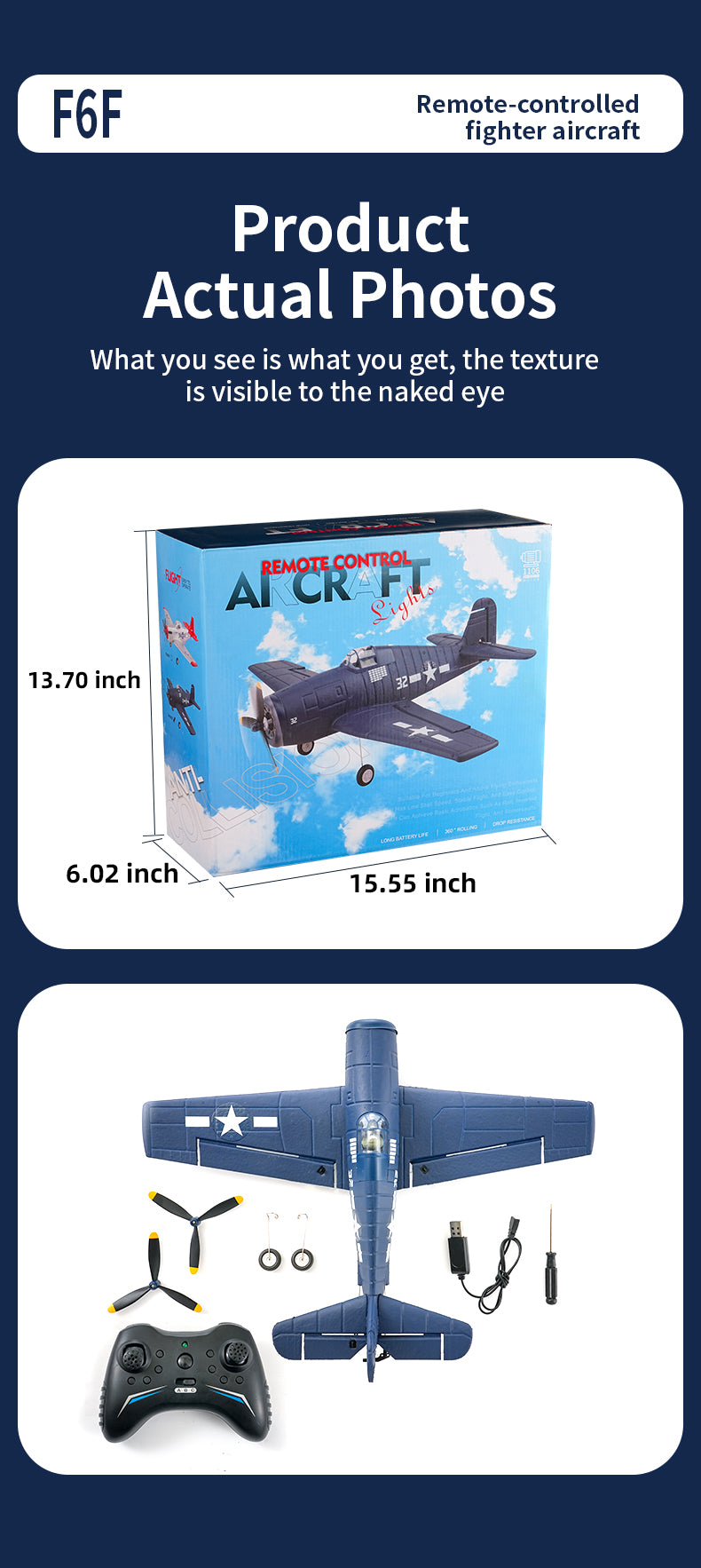 F6F Hellcat RC Plane 395mm Wingspan EPP Foam, RTF
