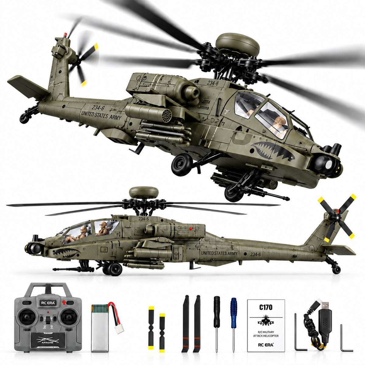 RC ERA C170 AH-64D Apache 1:48 Scale RC Helicopter RTF
