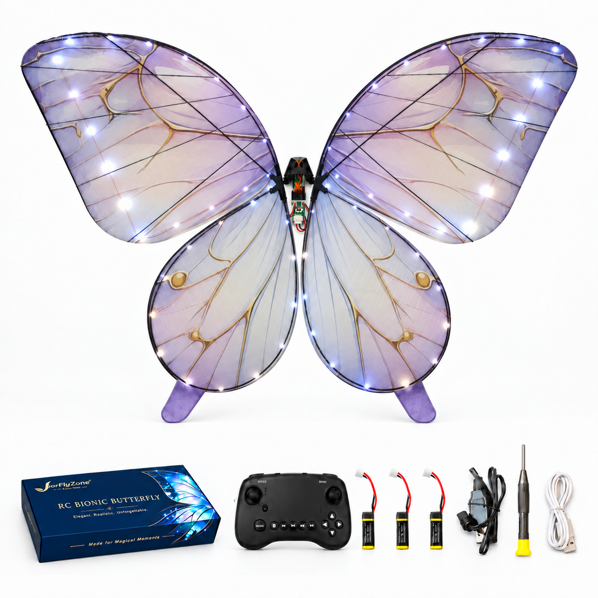 Royal Purple RC Bionic Flapping-Wing Butterfly – Basic | LED Lights