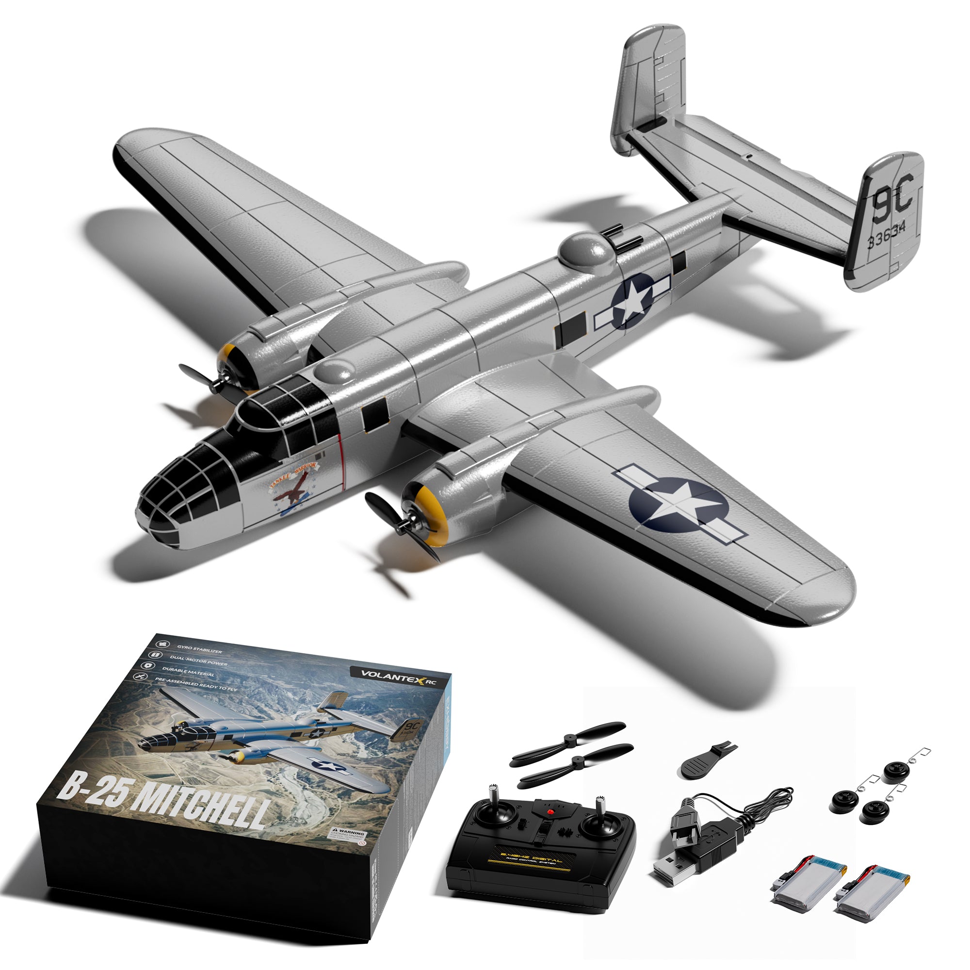 VOLANTEXRC B-25 Mitchell Brushless RC Warbird Airplane RTF