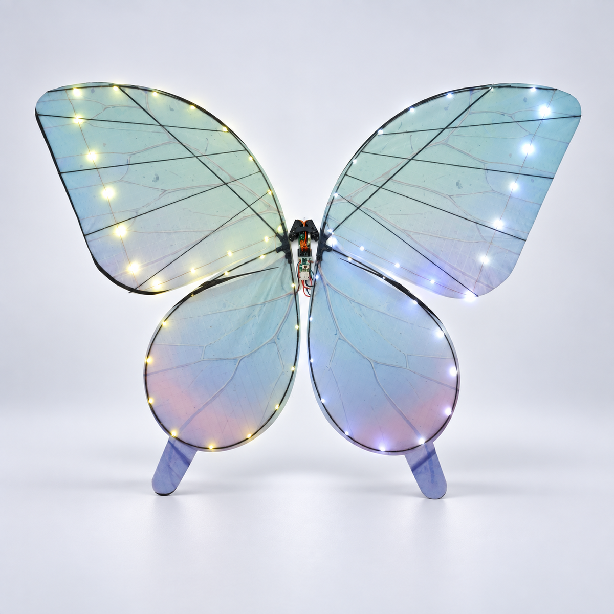 Teal Blue RC Bionic Flapping-Wing Butterflies – Premium | LED Lights, FlySky Transmitter & Aluminum Case