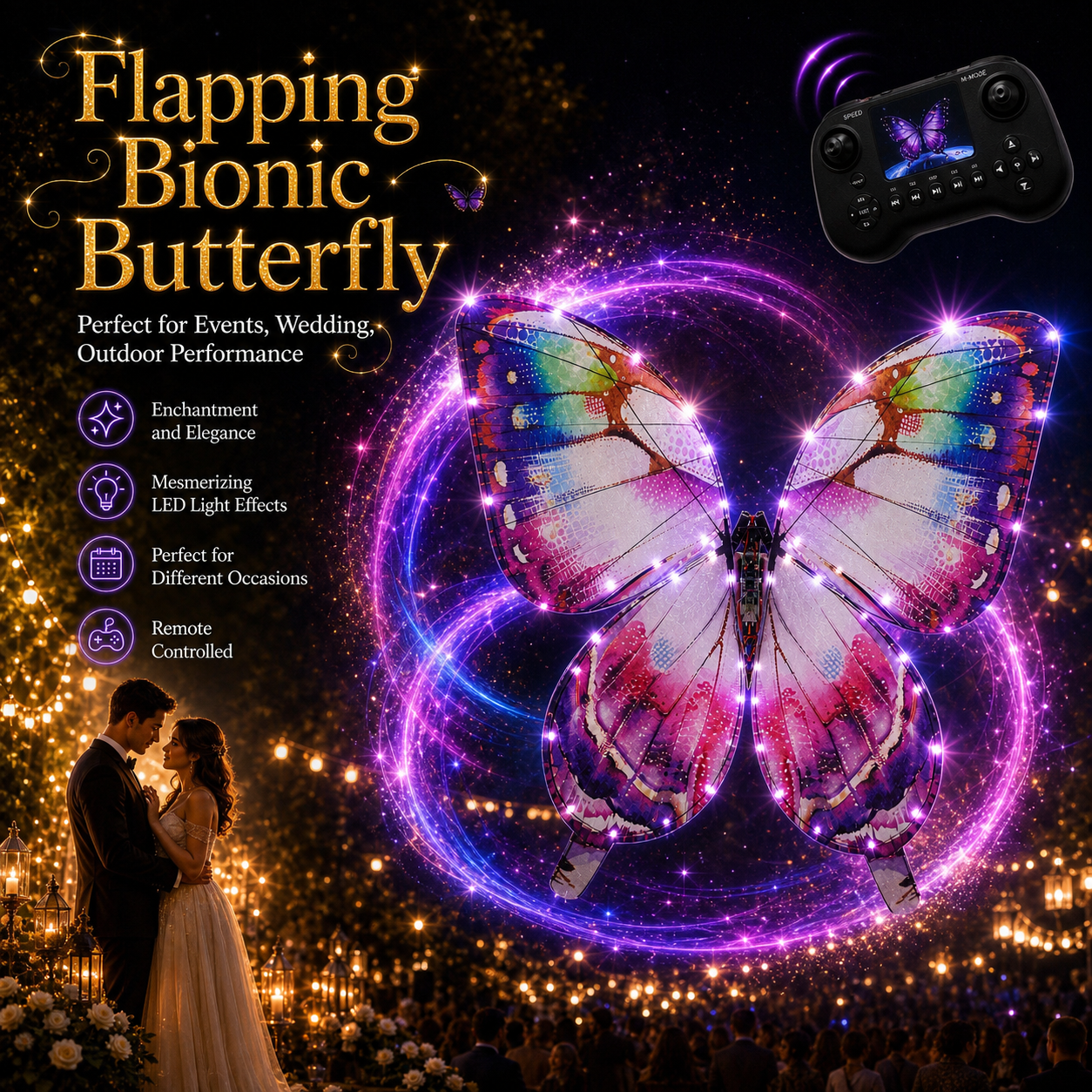 Purple RC Flying Butterfly Basic– Bionic Flapping Wing Ornithopter with LED