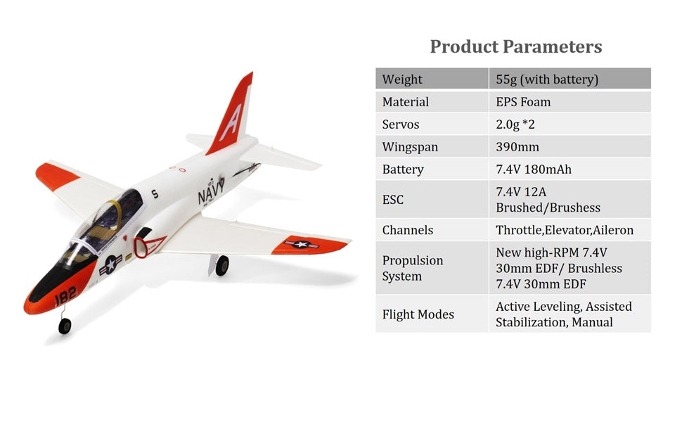 MinimumRC Plane Brushed/Brushless T-45 Goshawk 390mm Wingspan 30mm EDF, RTF/BNF/PNP
