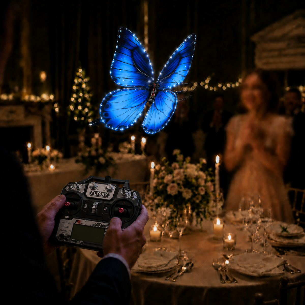 Blue RC Flying Butterfly Plus– Bionic Flapping Wing with LED & Flysky Remote
