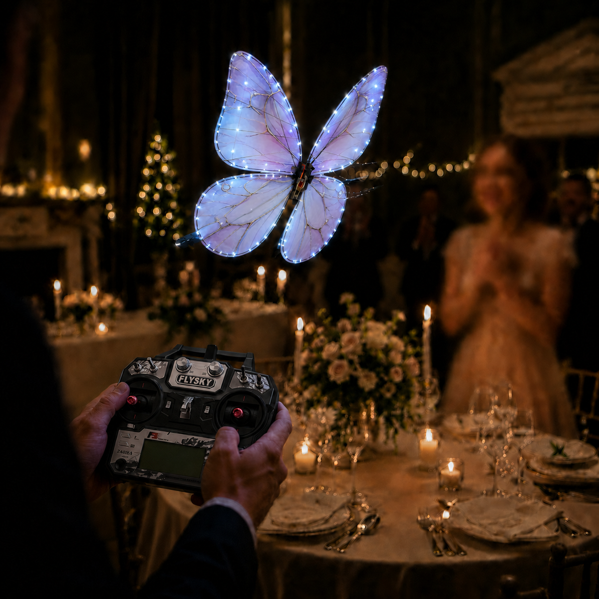 Royal Purple RC Flying Butterfly Plus – Bionic Flapping Wing with LED & Flysky Remote