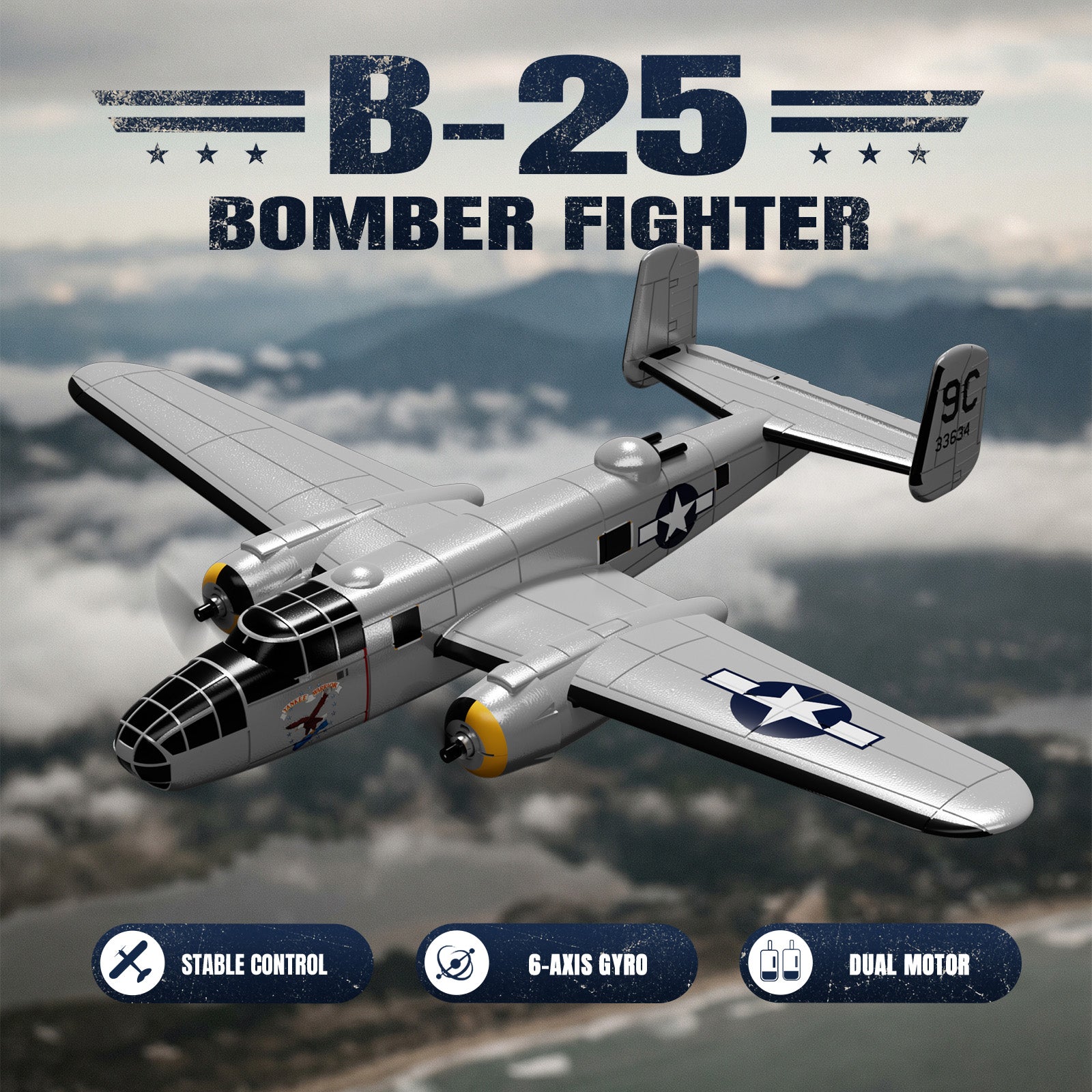 VOLANTEXRC B-25 Mitchell Brushless RC Warbird Airplane RTF