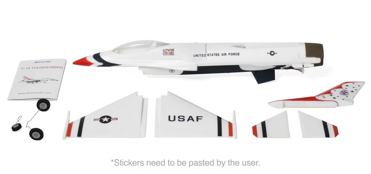 MinimumRC Thunderbird F-16 Brushed/Brushless RC Plane 30mm EDF, RTF/BNF/PNP