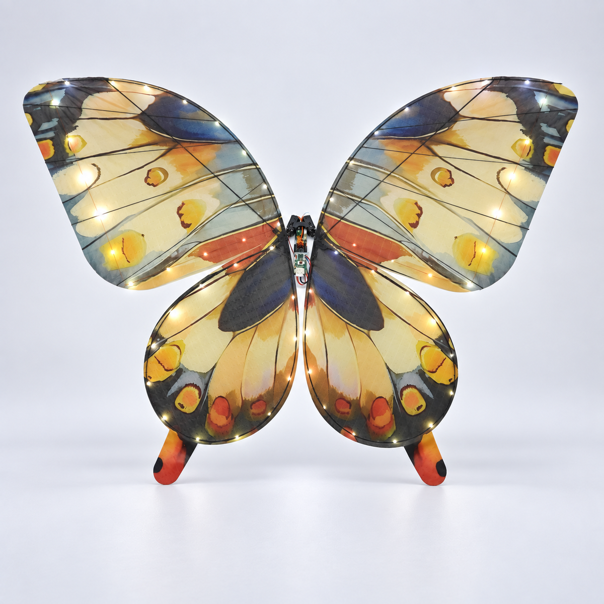 Yellow RC Bionic Flapping-Wing Butterflies – Premium | LED Lights, FlySky Transmitter & Aluminum Case