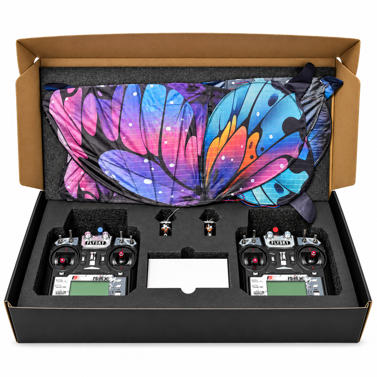 2-Pack Bionic Flapping-Wing Butterflies – Plus | LED Lights, FlySky Transmitter & Aluminum Case