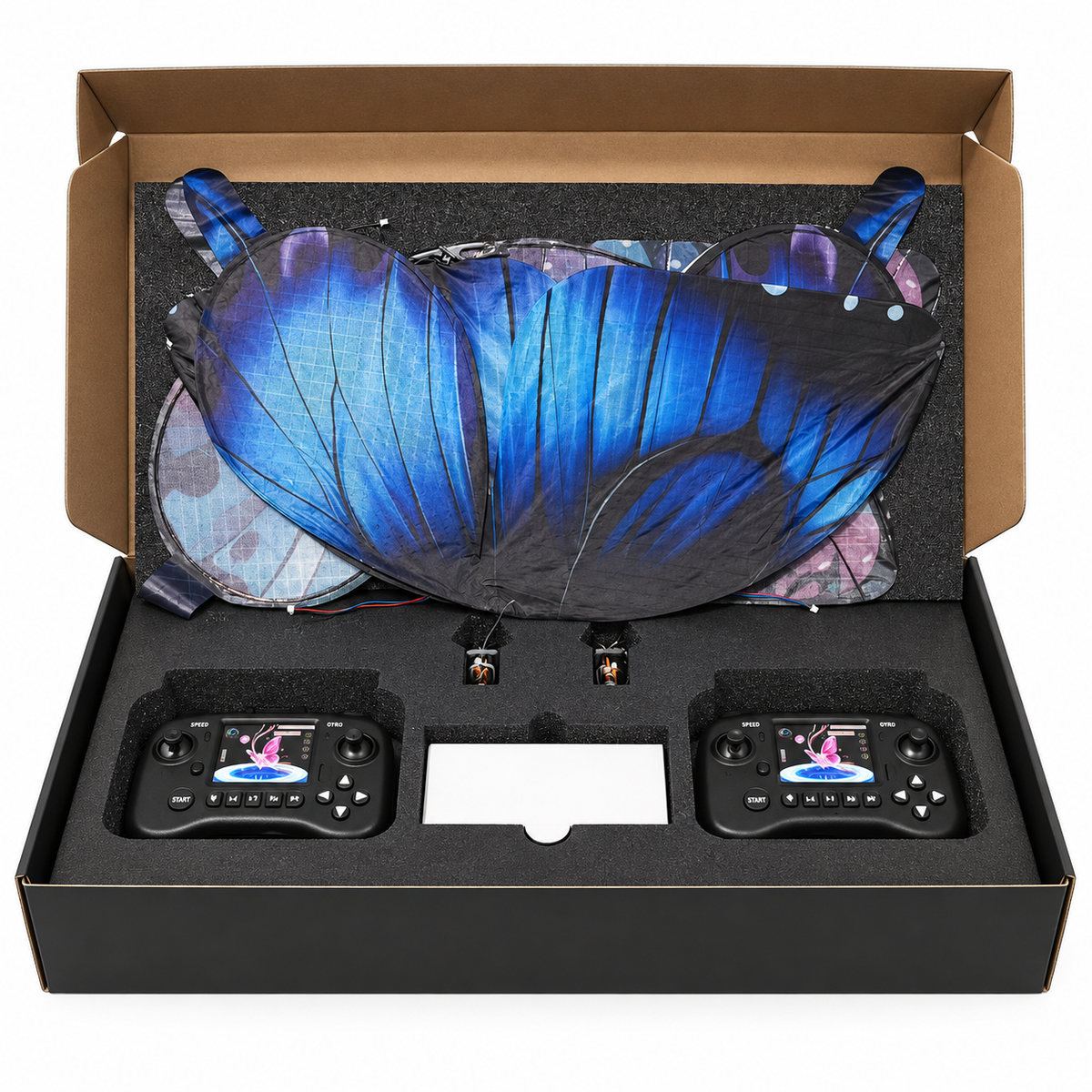 2-Pack Bionic Flapping-Wing Butterflies – Basic | LED Lights, FlySky Transmitter & Aluminum Case