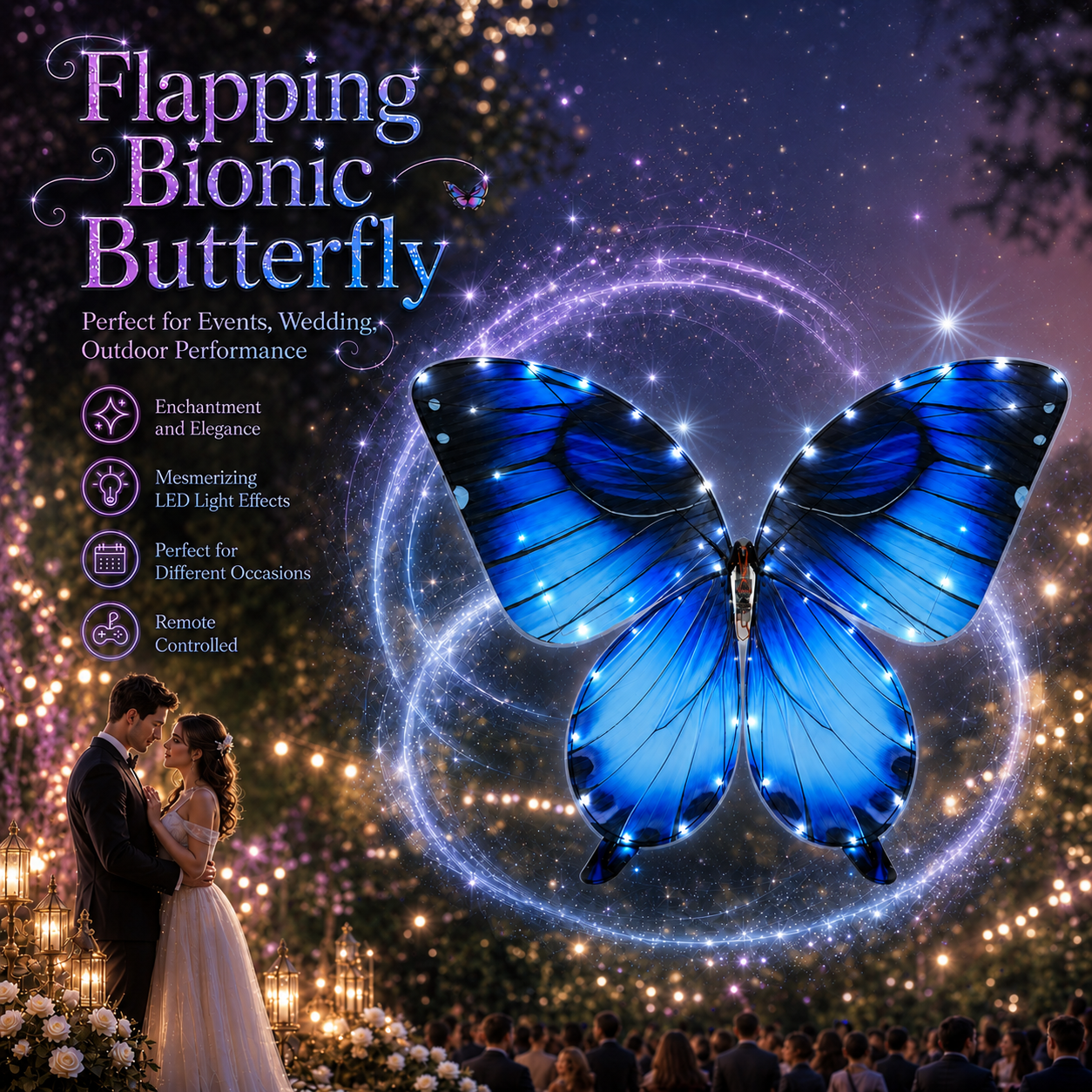 Blue RC Flying Butterfly Plus– Bionic Flapping Wing with LED & Flysky Remote