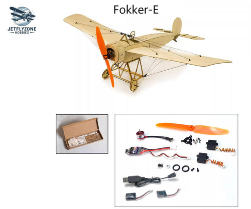 Balsa Wood Electric RC Airplane Fokker-E Micro Fixed-Wing Indoor, 440mm Wingspan